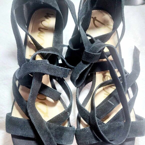 SAM EDELMAN WRAP Sandal color Black Suede Size 8 lightly used. - Picture 1 of 7